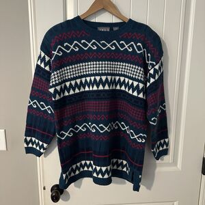 Vintage Paris Sports Club Knit Sweater Ramie Blend Women’s Size Medium